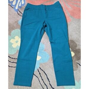 Susan Graver Women's Pants Sz Large Petite Weekend Premium Stretch Green A496315